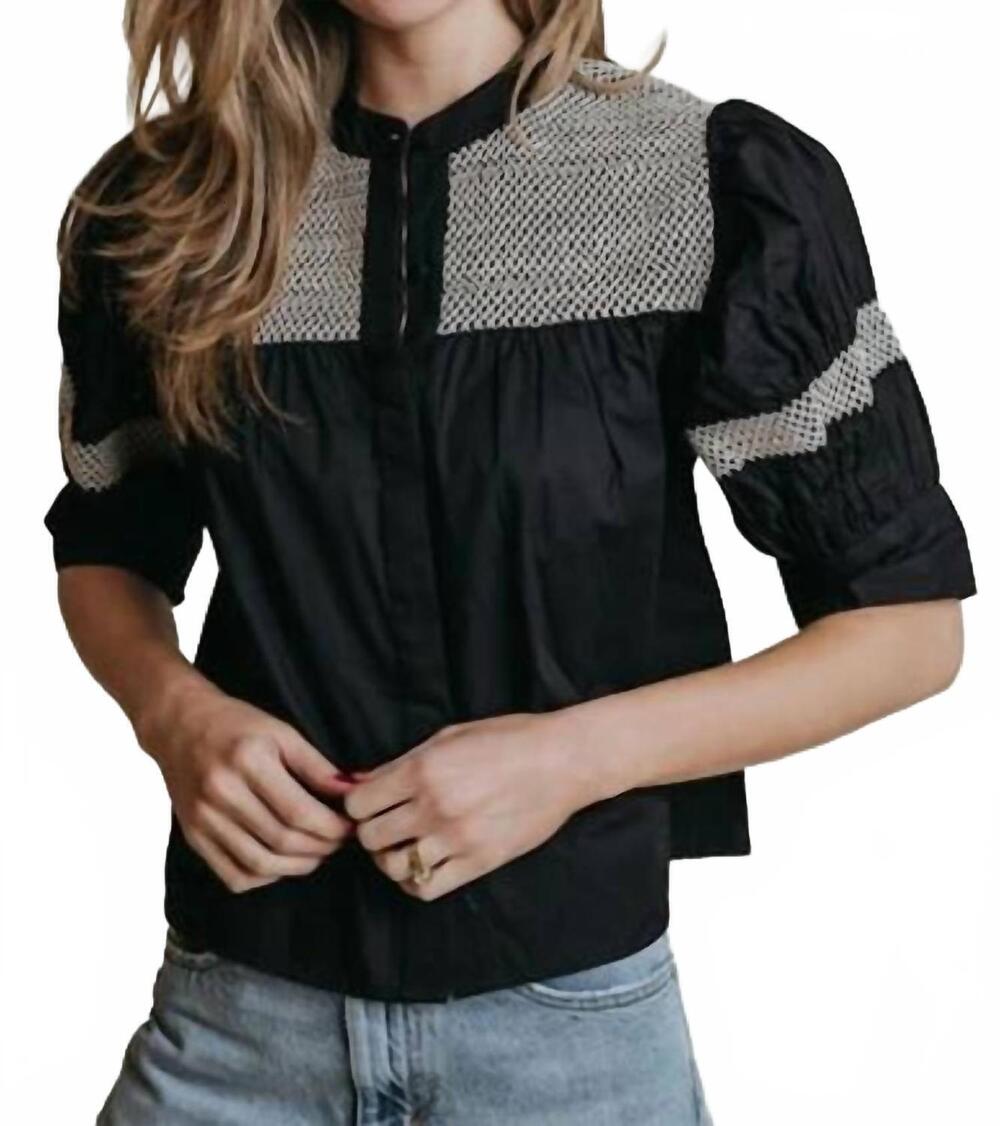 NEW LAROQUE sutton smocked blouse in blk